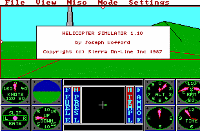 3-D Helicopter Simulator DOS Game