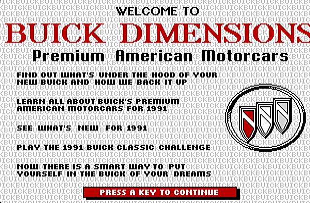 Buick Dimensions DOS Game