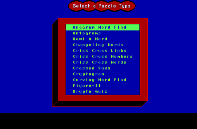 Computer Puzzles Unlimited DOS Game