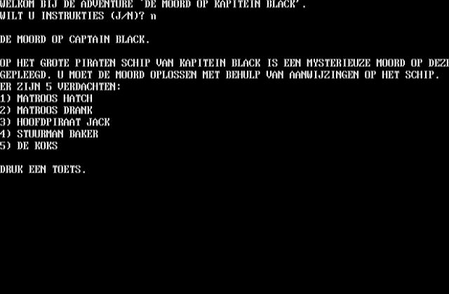 De Moord Op Kapitein Black DOS Game