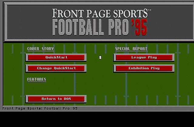 Front Page Sports- Football Pro '95 DOS Game