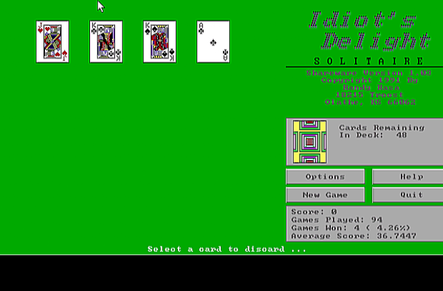 Idiot's Delight DOS Game