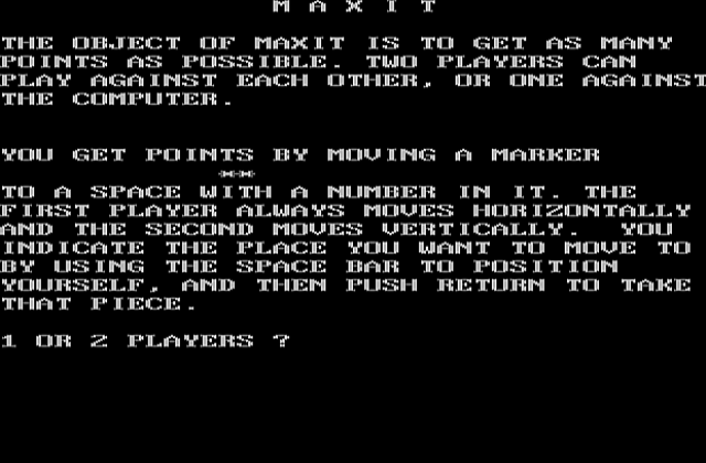 Maxit DOS Game