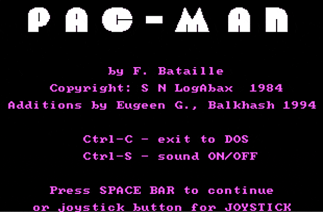 Pac-Man DOS Game
