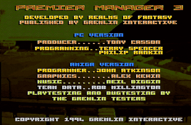 Premier Manager 3 DOS Game