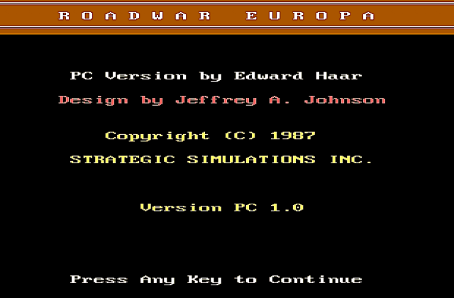 Roadwar Europa DOS Game