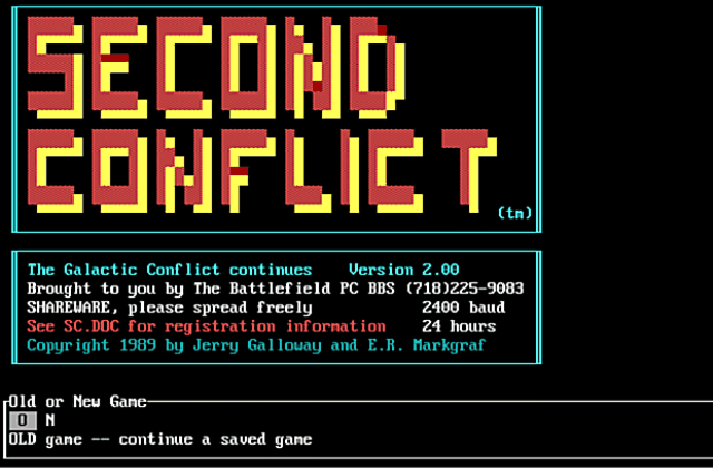 Second Conflict DOS Game