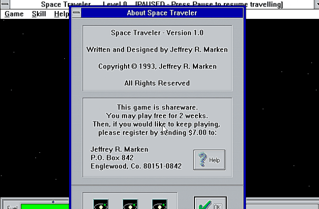 Space Traveler DOS Game