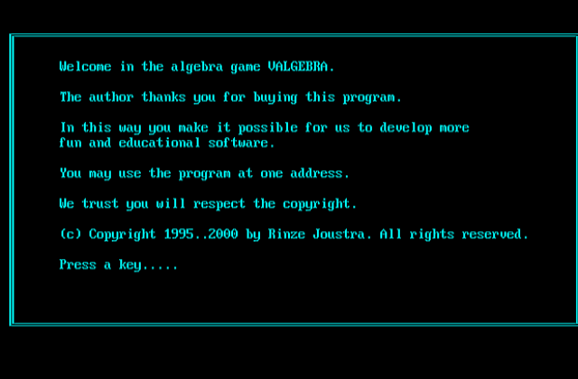 Valgebra DOS Game